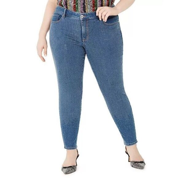 NC International Concepts size 16 Bling-Front Skinny Jeans (Indigo) - Picture 1 of 15